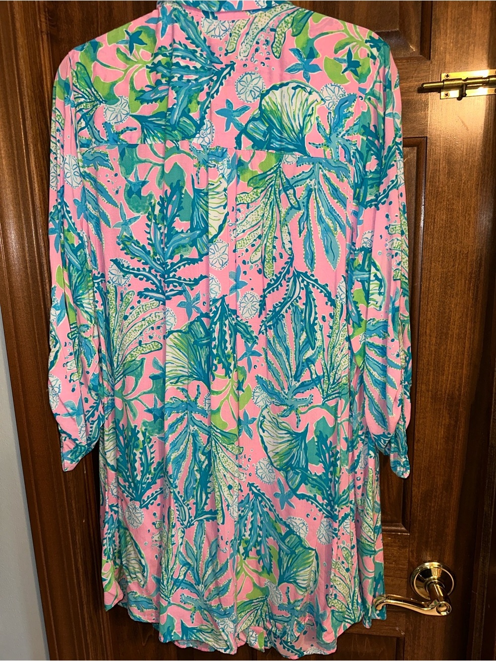 Lilly Pulitzer Pink, Teal & Lime Tropical Print Tunic - Picture 3 of 6